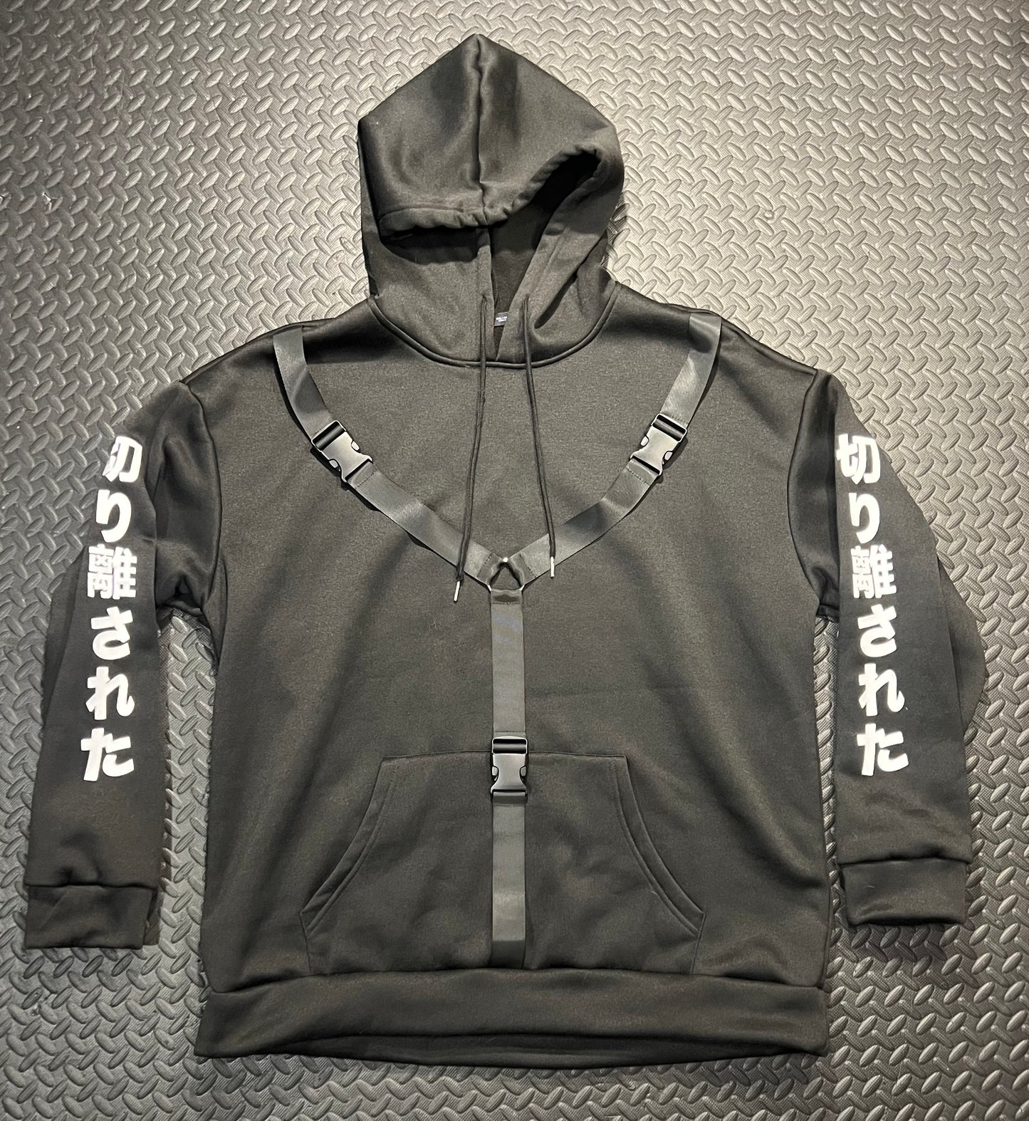 Black Push Buckle Hoodie