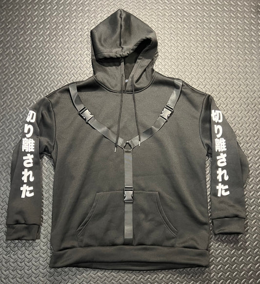 Black Push Buckle Hoodie